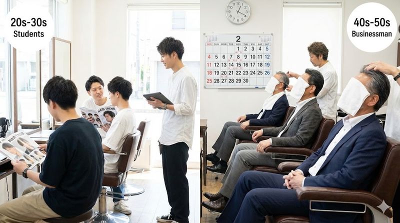 4.年代・ライフスタイル別の美容院頻度