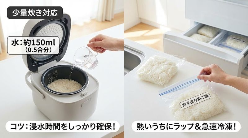 4. ご飯0.5合の炊き方と保存方法