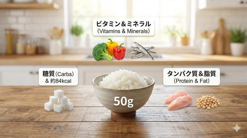 1.ご飯50gのカロリーと栄養成分