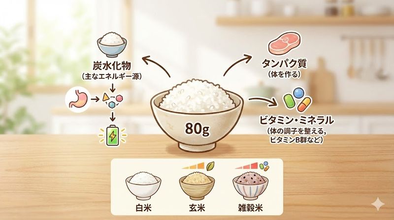 2.ご飯80gの栄養成分と健康効果