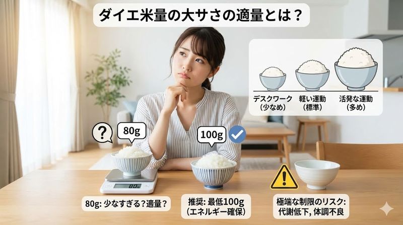 3.ダイエット中にご飯80gは適量か