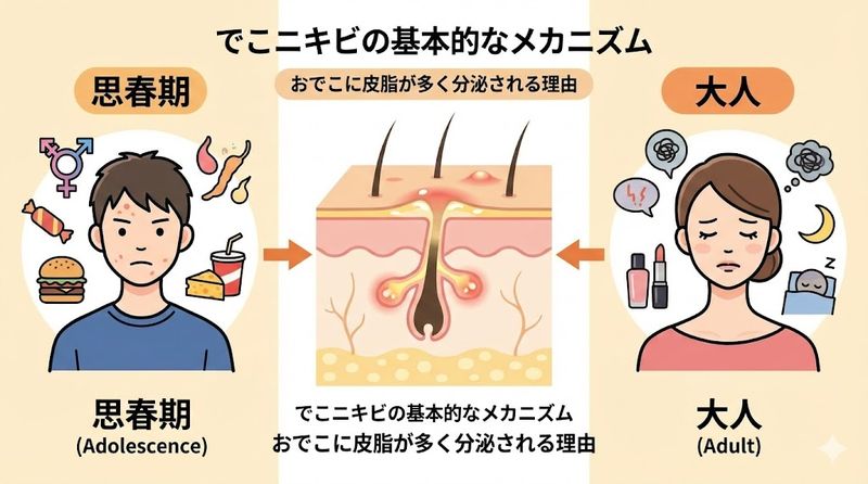 1.でこニキビができる原因とは