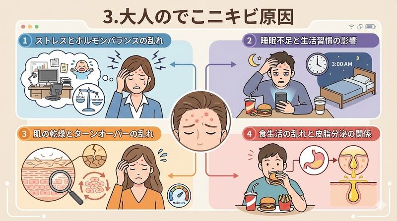 3.大人のでこニキビ原因