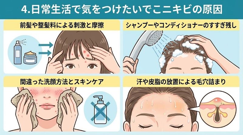 4.日常生活で気をつけたいでこニキビの原因