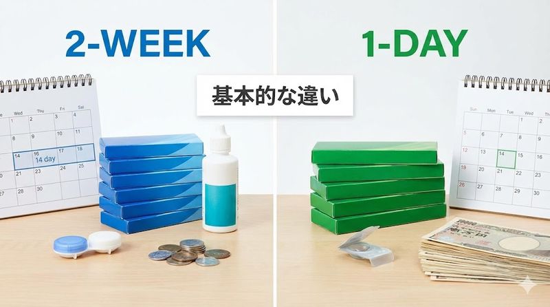 1.コンタクト2weekと1dayの基本的な違い