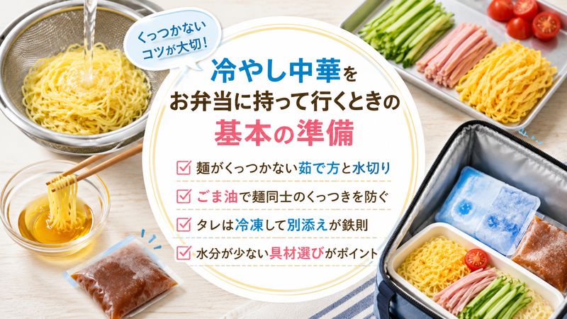 1.冷やし中華をお弁当に持って行くときの基本の準備