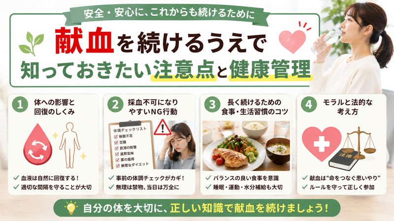 4. 献血を続けるうえで知っておきたい注意点と健康管理