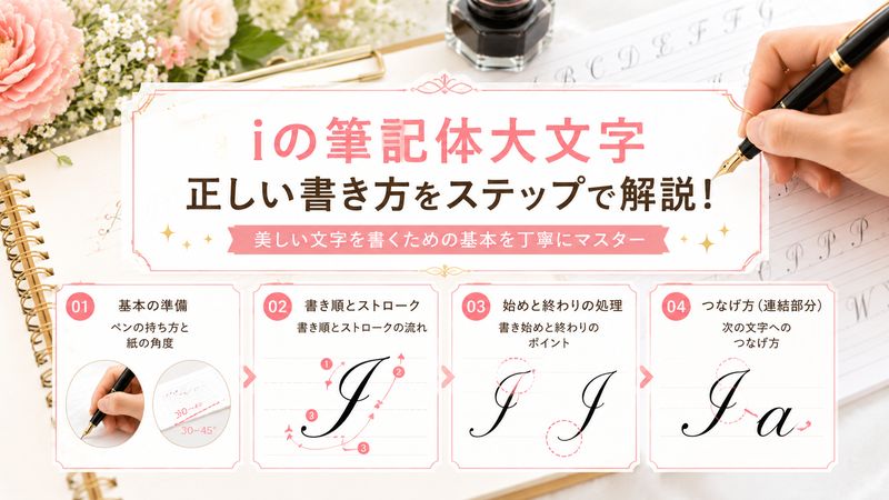 2. i筆記体大文字の正しい書き方ステップ