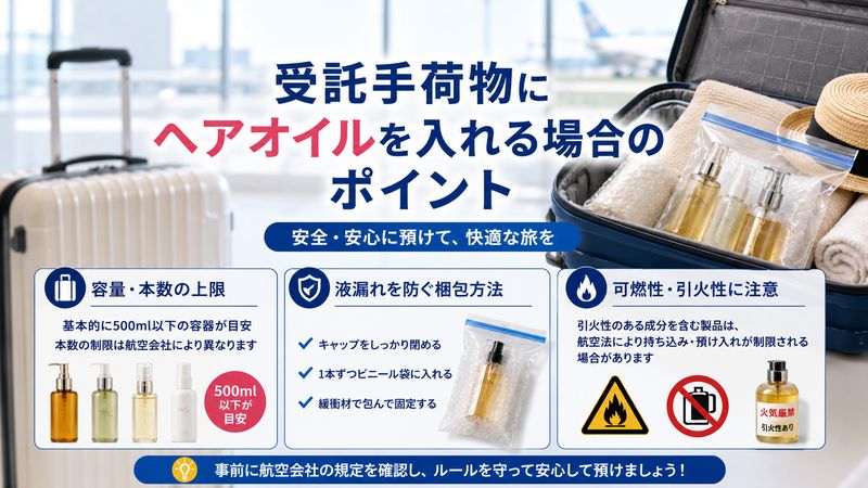 3. 受託手荷物（預け荷物）にヘアオイルを入れる場合のポイント
