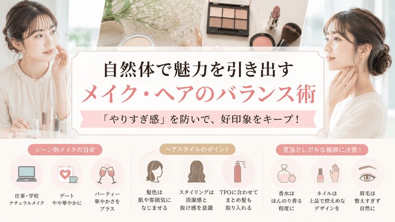 3.メイク・ヘアスタイルで悪目立ちしないためのコツ