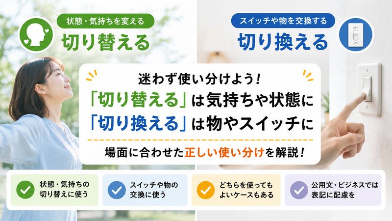2.「切り替える」「切り換える」の正しい使い分け方