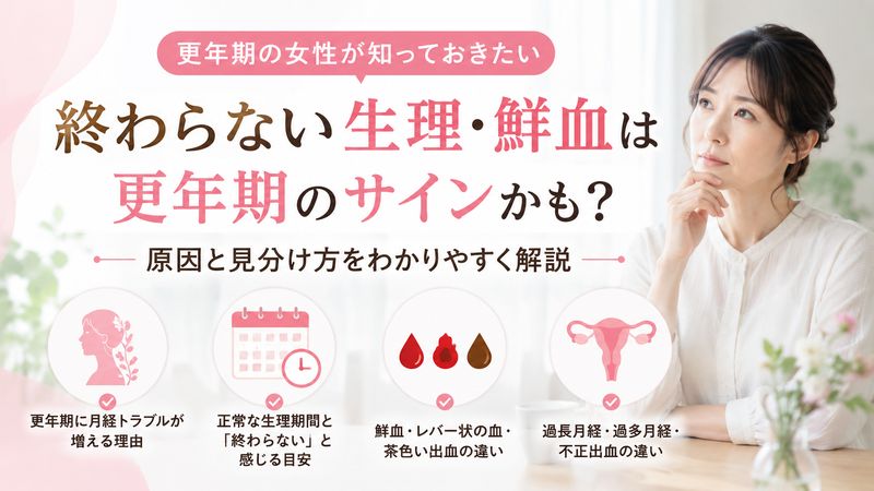 1.生理が終わらない・鮮血が続くのは更年期のサイン？基礎知識
