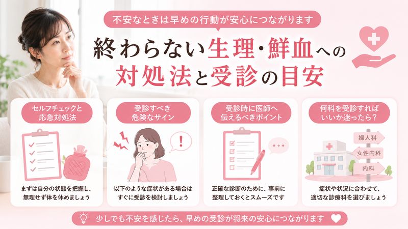 4.生理が終わらない・鮮血が続くときの対処法と受診の目安