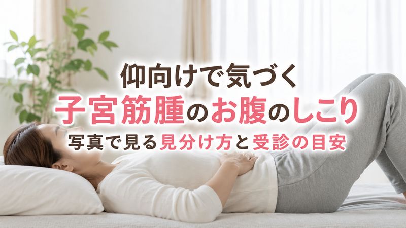 仰向けで気づく子宮筋腫のお腹のしこり｜写真で見る見分け方と受診の目安