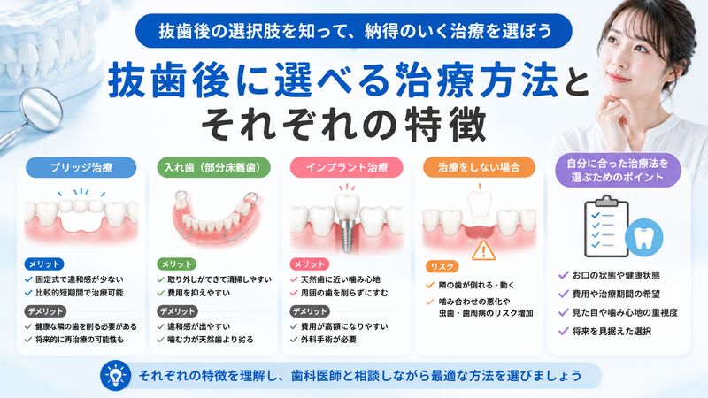 3.抜歯後に選べる治療方法とそれぞれの特徴