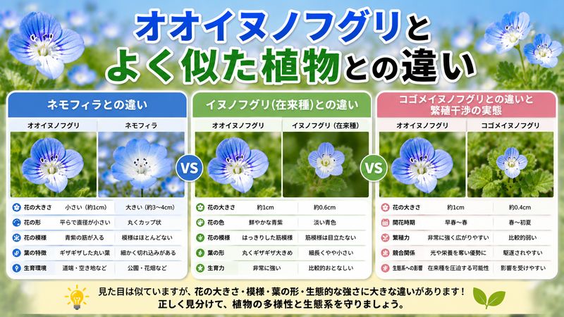 3.オオイヌノフグリとよく似た植物との違い