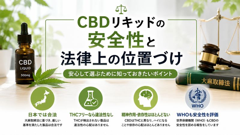 2.CBDリキッドの安全性と法律上の位置づけ