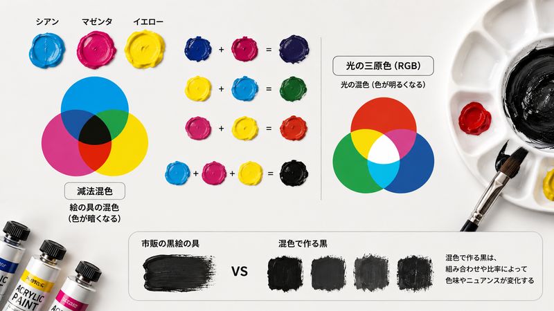 1.黒色ができる仕組みとは?色の三原色と減法混色の基礎知識